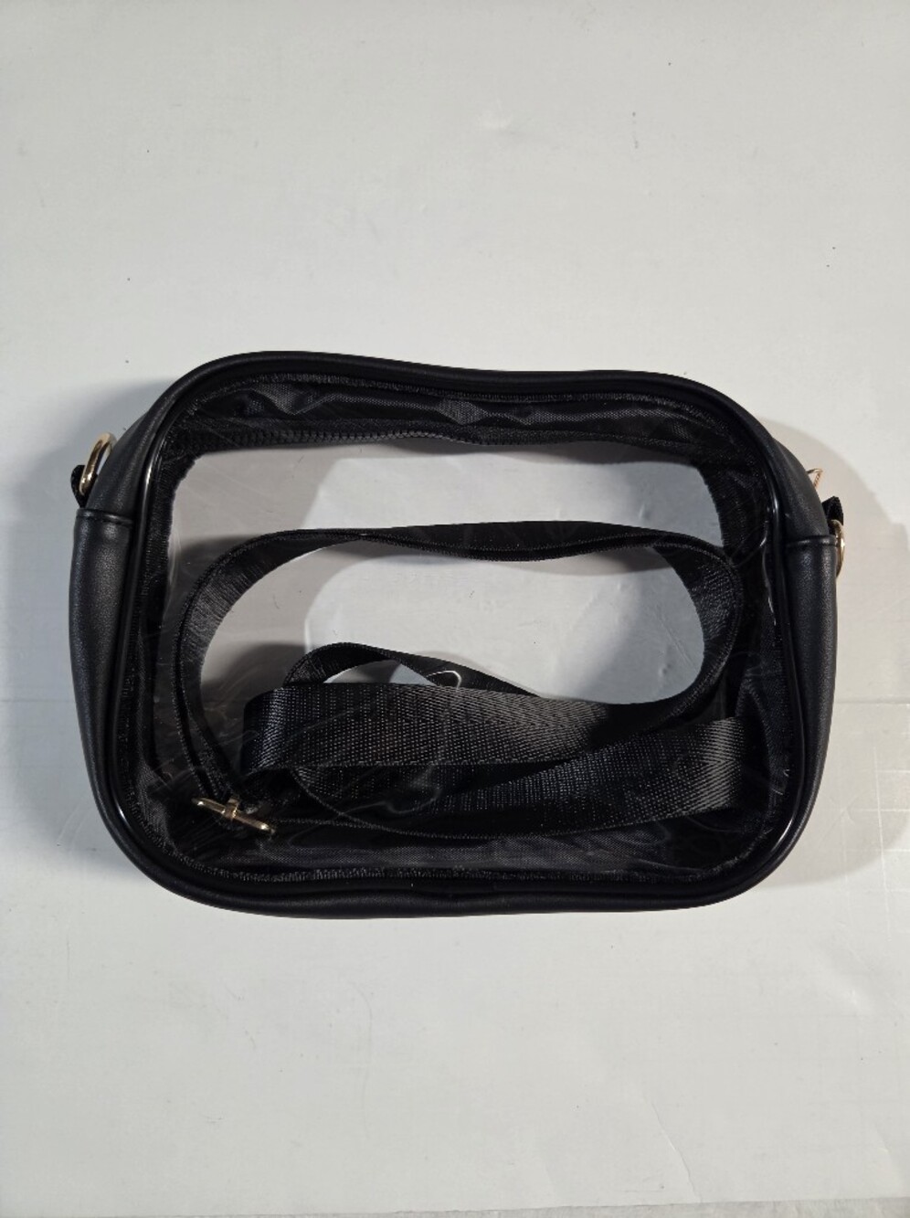 Black Clear Crossbody Bag with Gold Accents
